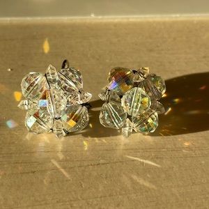 🟡 VINTAGE SIGNED LAGUNA AURORA BOREALIS CLIP EARRINGS